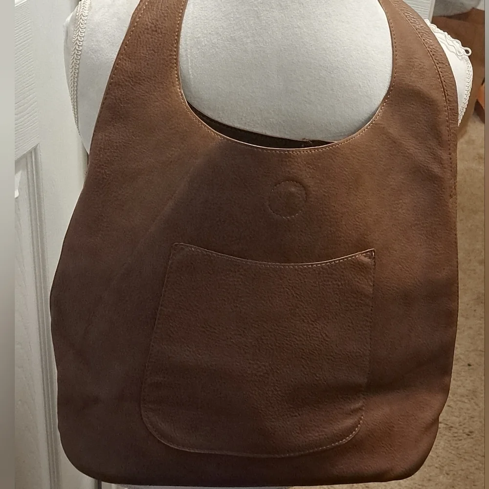 Pebbled Faux Leather Hobo Bag 15